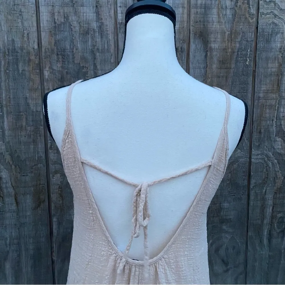 Like New HYFVE Shabby Chic Cotton Dress Size Small Maxi Oatmeal Color Cut Out TB - Image 5