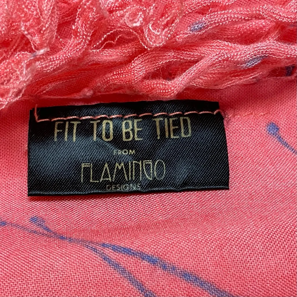 Splatter Paint Scarf Pink Fringe Eclectic Square Art to‎ Wear Funky Colorful - Image 3