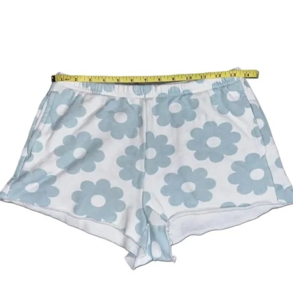 Womens PacSun Flower Power Blue White Floral Cotton Drawstring Shorts Size XS - Image 9