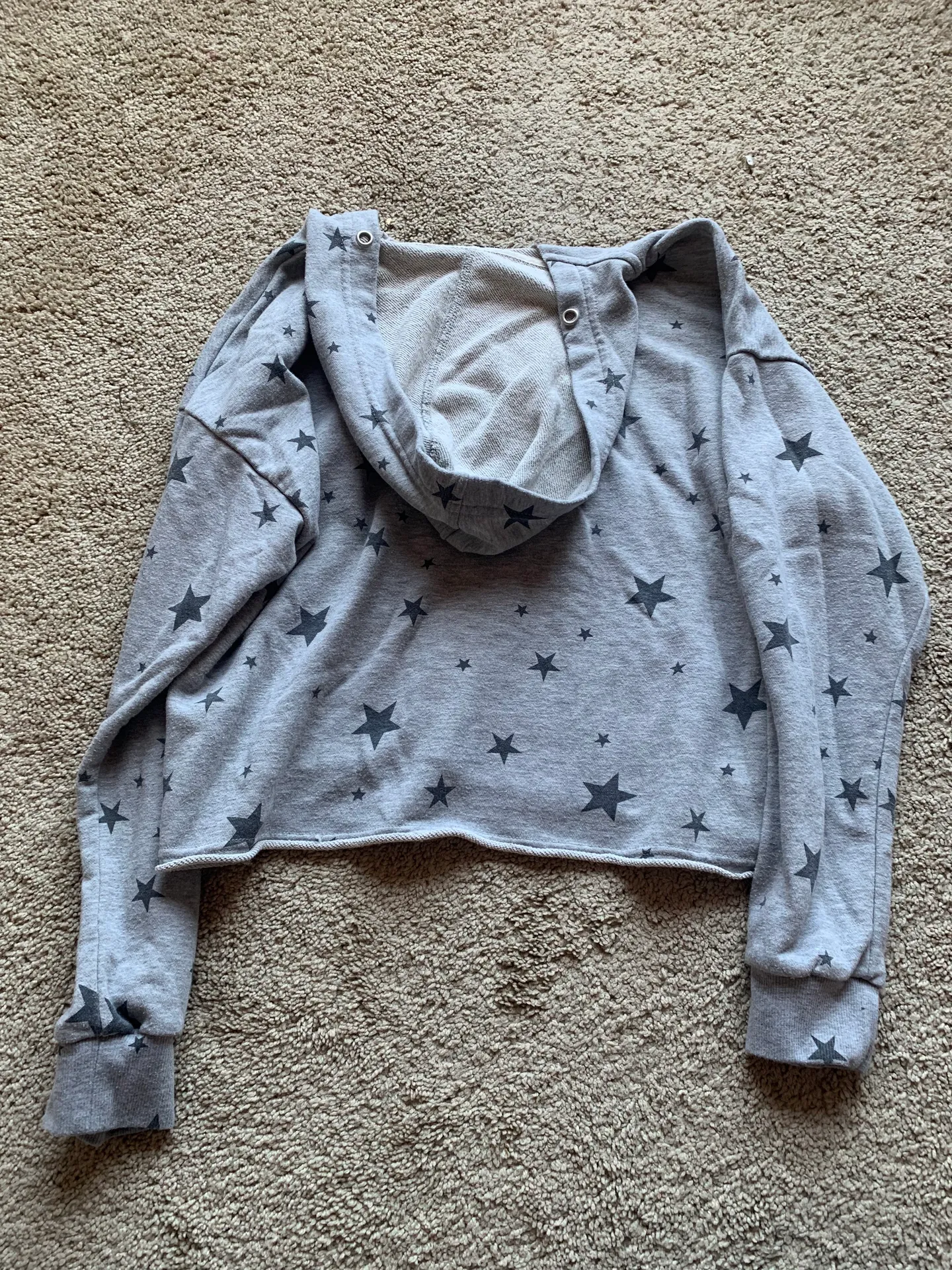 Grey Cropped Star Hoodie  - Image 2