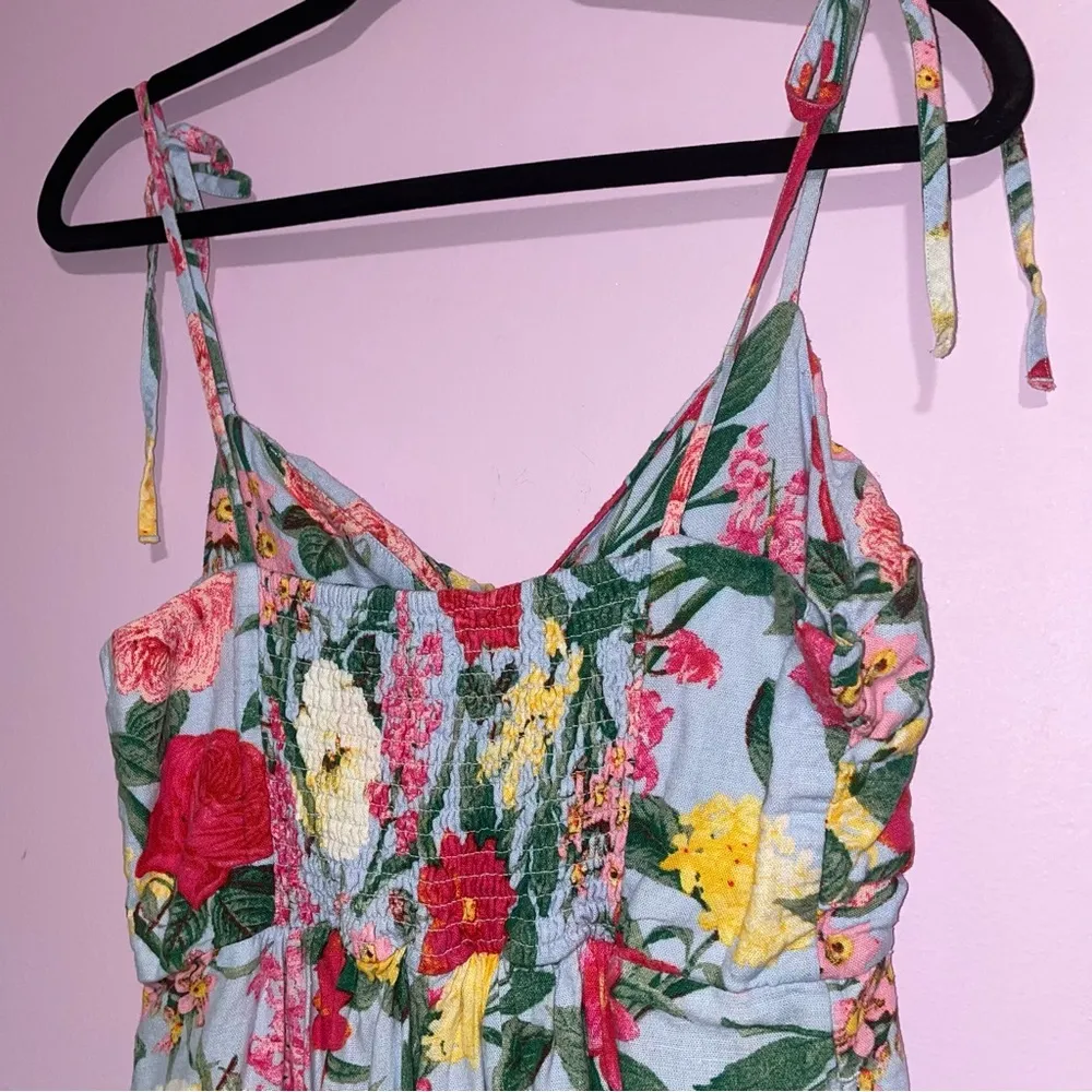 Old Navy Womens Size M Jumpsuit Linen Wide Leg Floral Boho Pockets Resort - Image 6