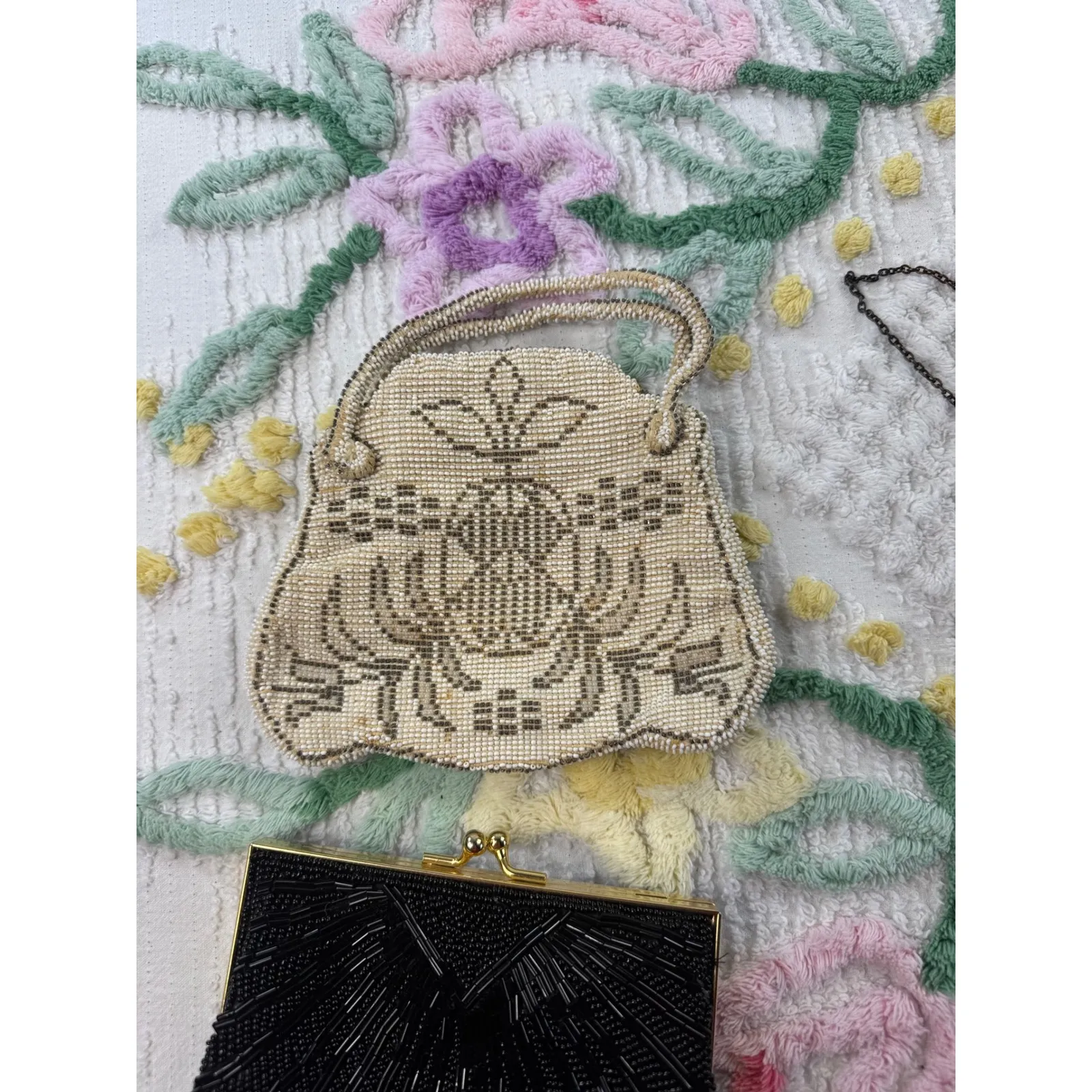 Vintage Beaded Handbags Lot of 3 Evening Clutch Purses Sequin Shell Style 1950 Black - Image 7