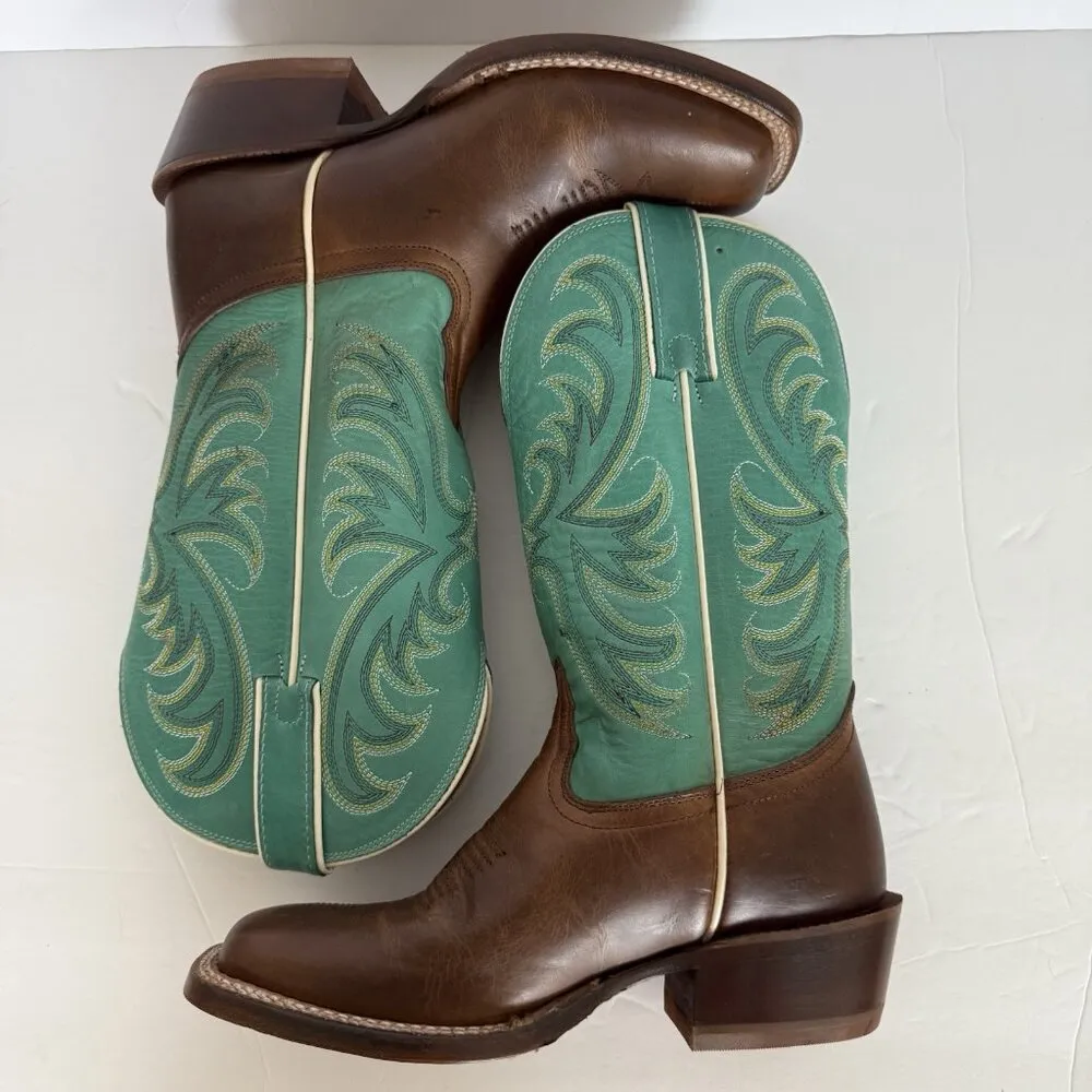 TONY LAMA Rowena 11”‎ Women’s 6B Brown Turquoise Leather Western Boot USA SA2101 - Image 2