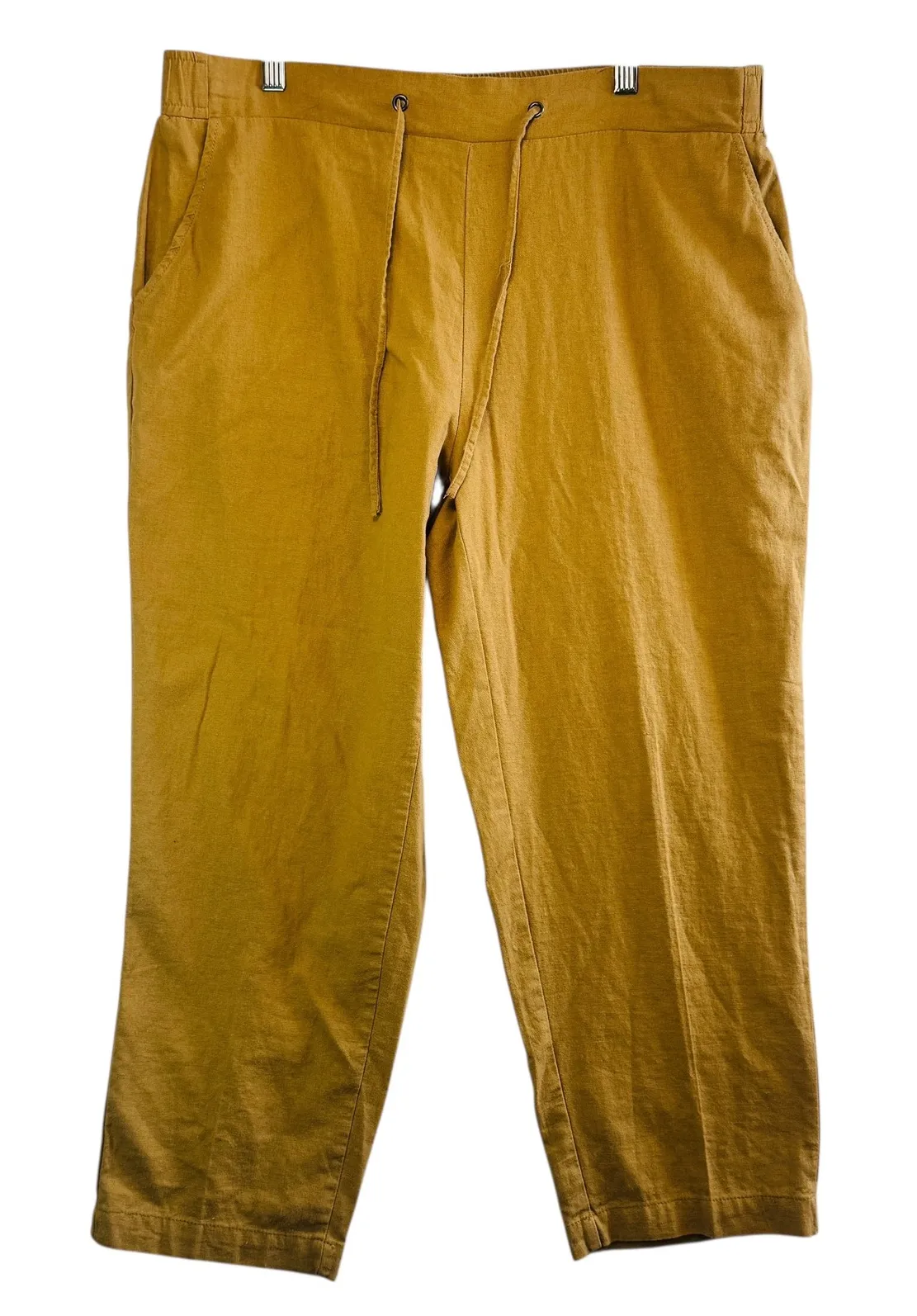 Womens Jules & Leopold L Linen Blend Drawstring Pants Tan Lightweight Casual Size L - Image 1