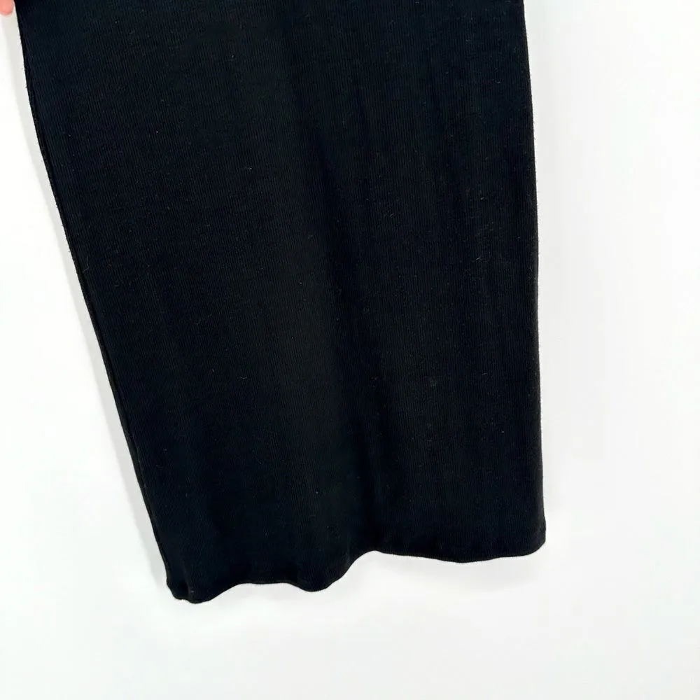 Goldie Lewinter Verona Ribbed Bodycon Dress Pointelle Trim in Black Women's S - Image 5