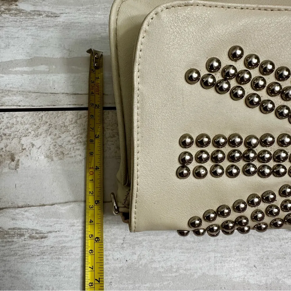 Depeche Mode New York Studded Vegan Leather Cream Clutch Union Jack Design Y2K - Image 7