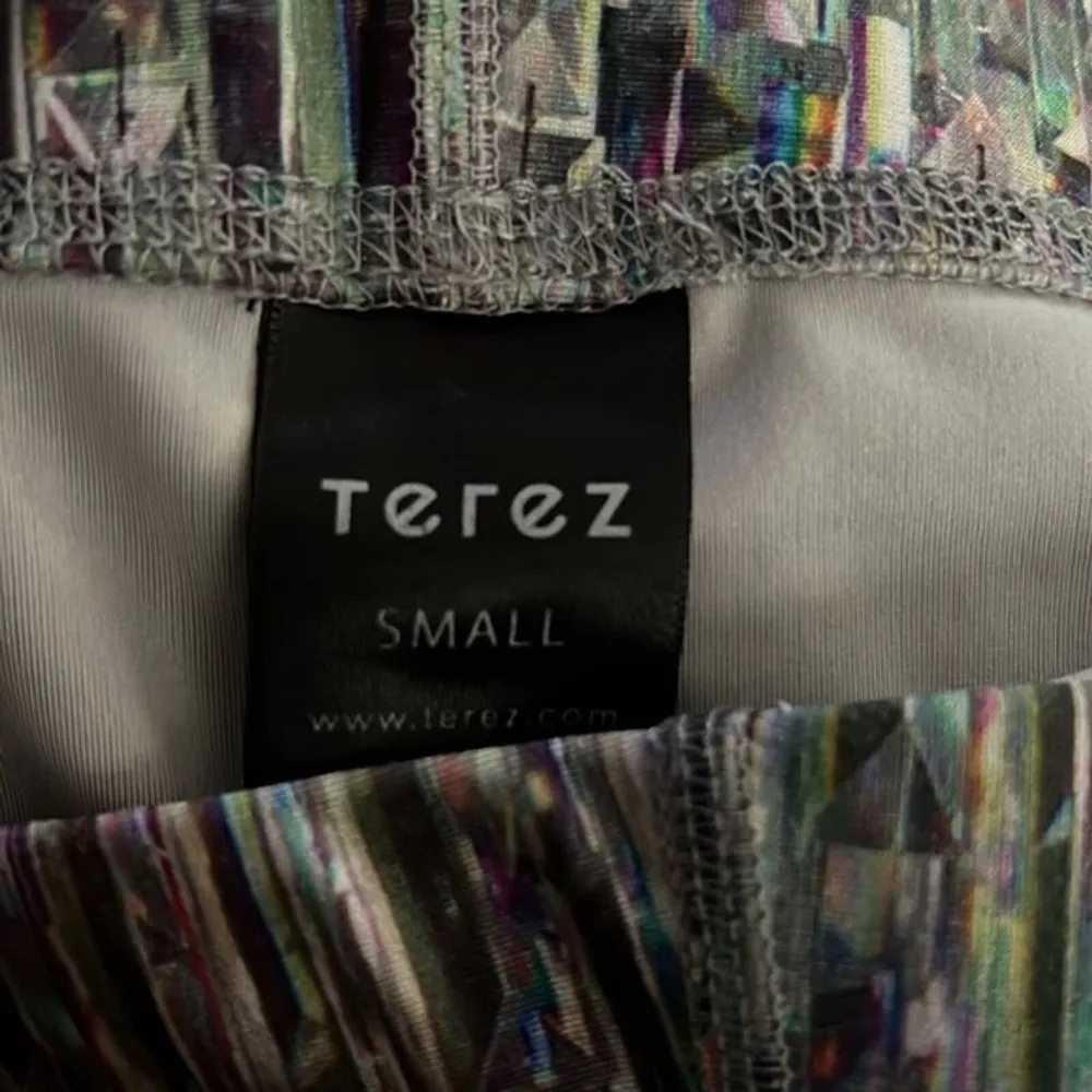 Terez Pants Womens Small Tall Band Leggings Multi Crystalized Broken Glass Print - Image 6