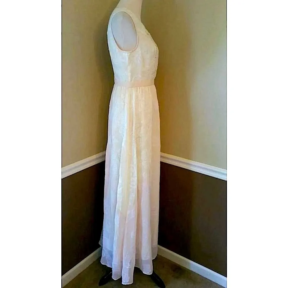 Ivory & Peach Lace Detail Romantic Maxi Dress Champagne & Strawberry Modcloth Pink Size M - Image 3