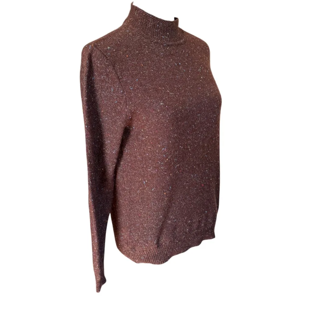 Alfred Dunner Petite PS burgundy brown long sleeve mock neck sweater - Image 2