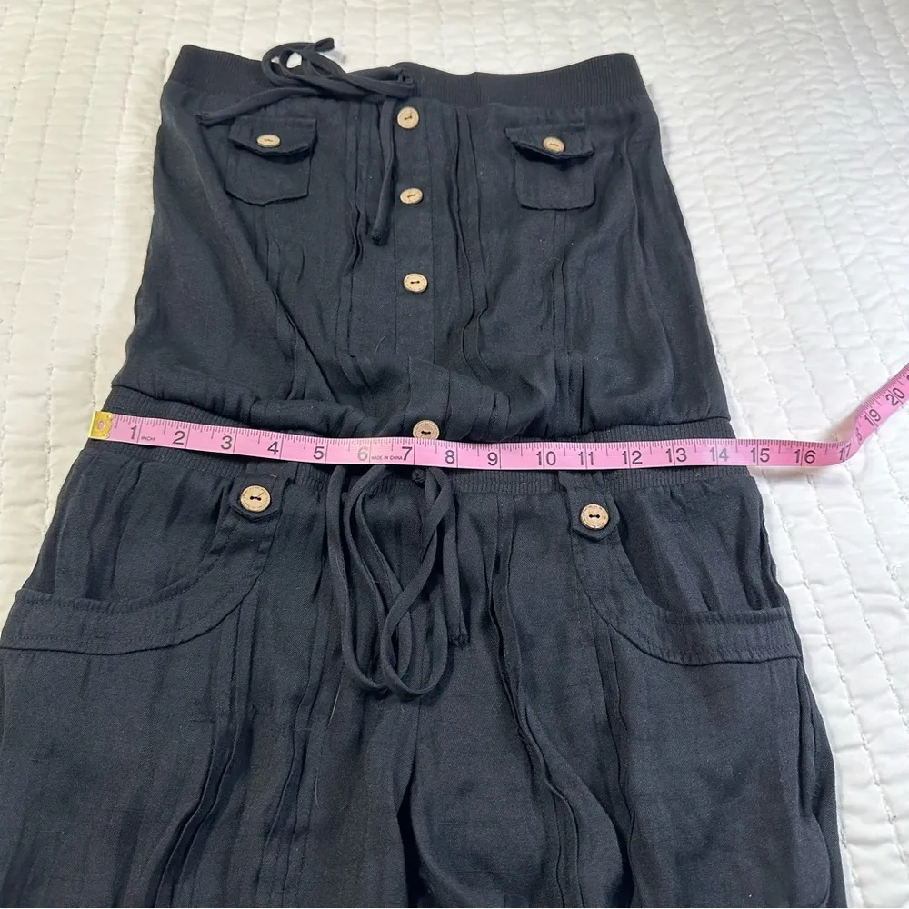 Rhapsody  Neutral Black Sleeveless Romper with pockets - Image 4