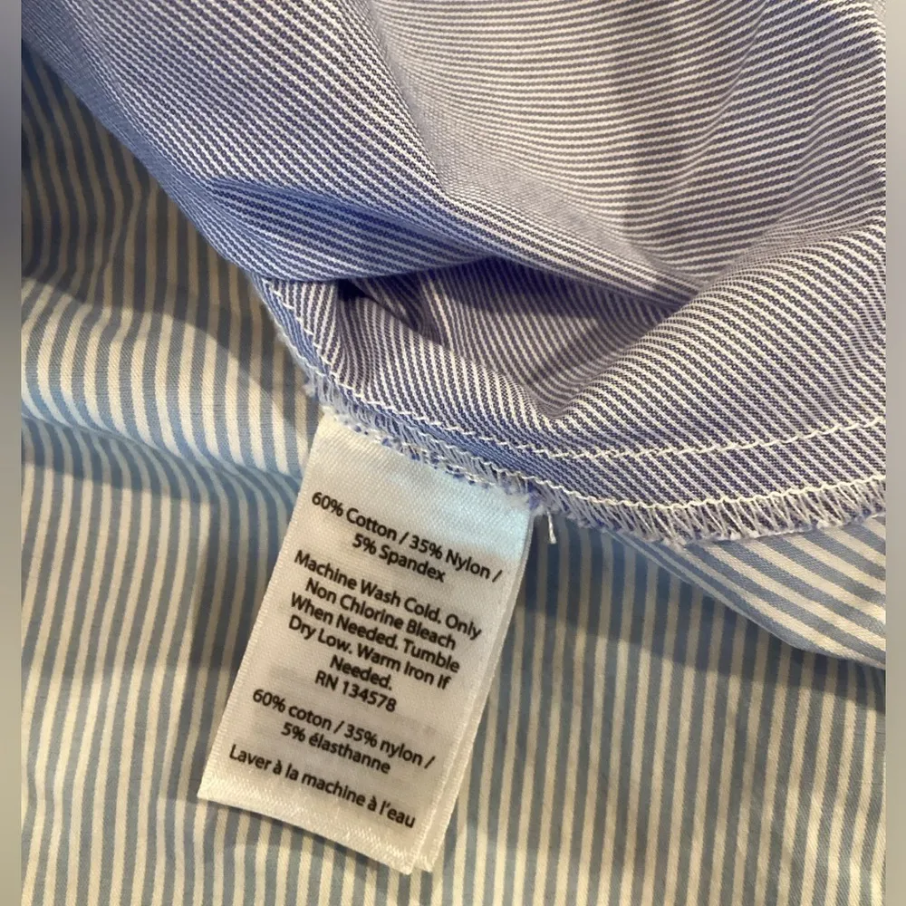 Vineyard Vines Blue pin Stripe Shirt shift tier ruffle hem knee length dress 8 - Image 5