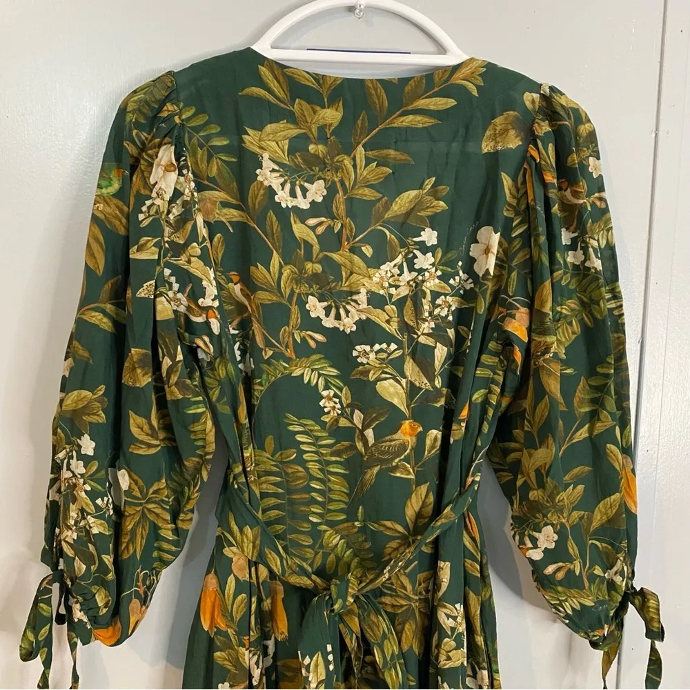 Cara Cara Millbrook Floral Dress in Green Botanical Birds in Size XS - Image 8