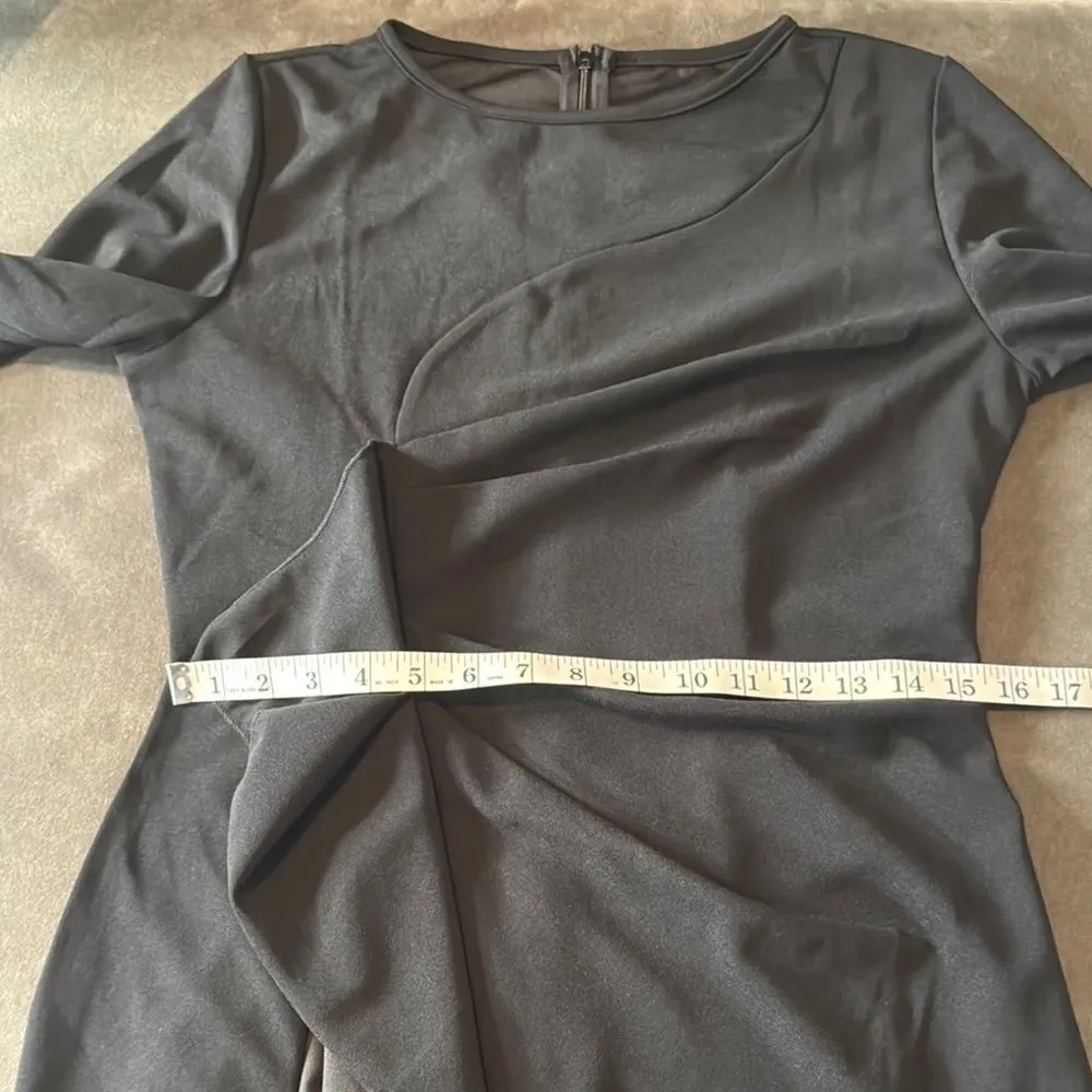 Women’s Black Asymmetrical Ruffled Midi Dress 3/4 Sleeve Zip Back Size M NEW Size M - Image 13