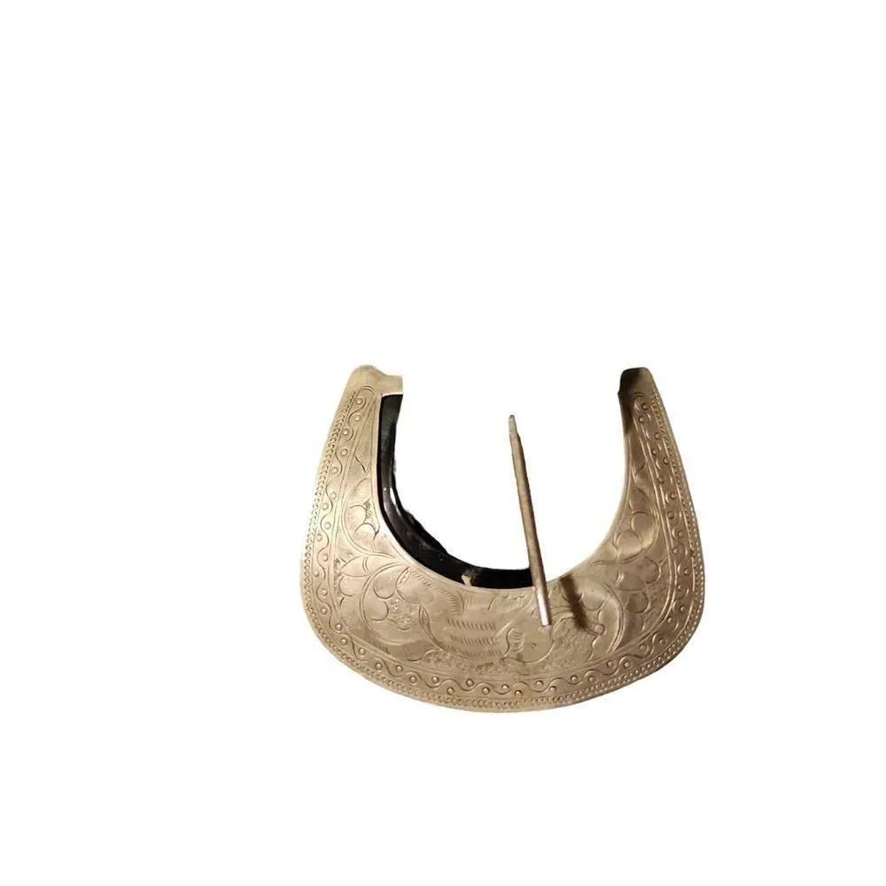 90s Vintage Womens 100% Leather Chunky Braided Elephant Engraved Belt sz M/L Brown - Image 8