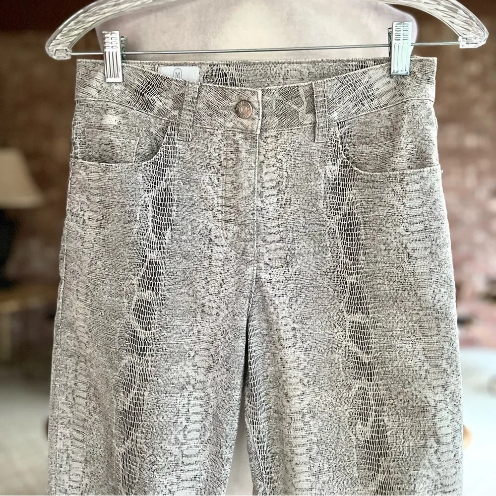 Madeleine Jeans Coated Snakeskin Skinny 4 Black Off white Y2K Edgy Party Chic - Image 3