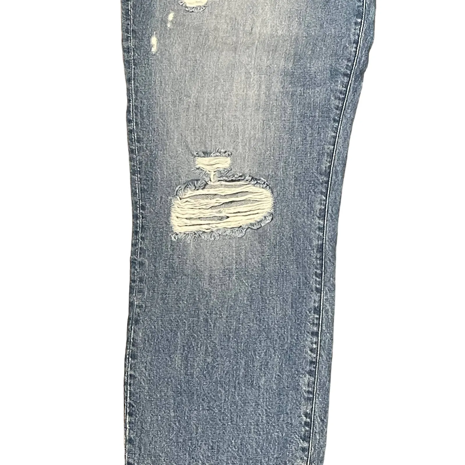 3X1 Fringe Hem Crop Straight Leg Jeans‎ Distressed Mid -Rise Cotton 31 Women NWT - Image 3