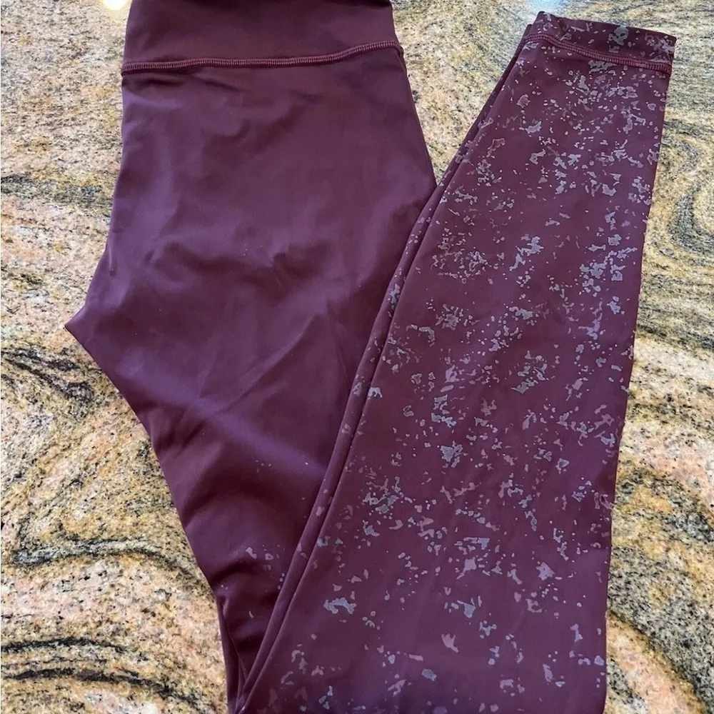 LULULEMON Speed Wunder Under Leggings Size 4 Burgundy Sculpting Full-Length Pant - Image 5