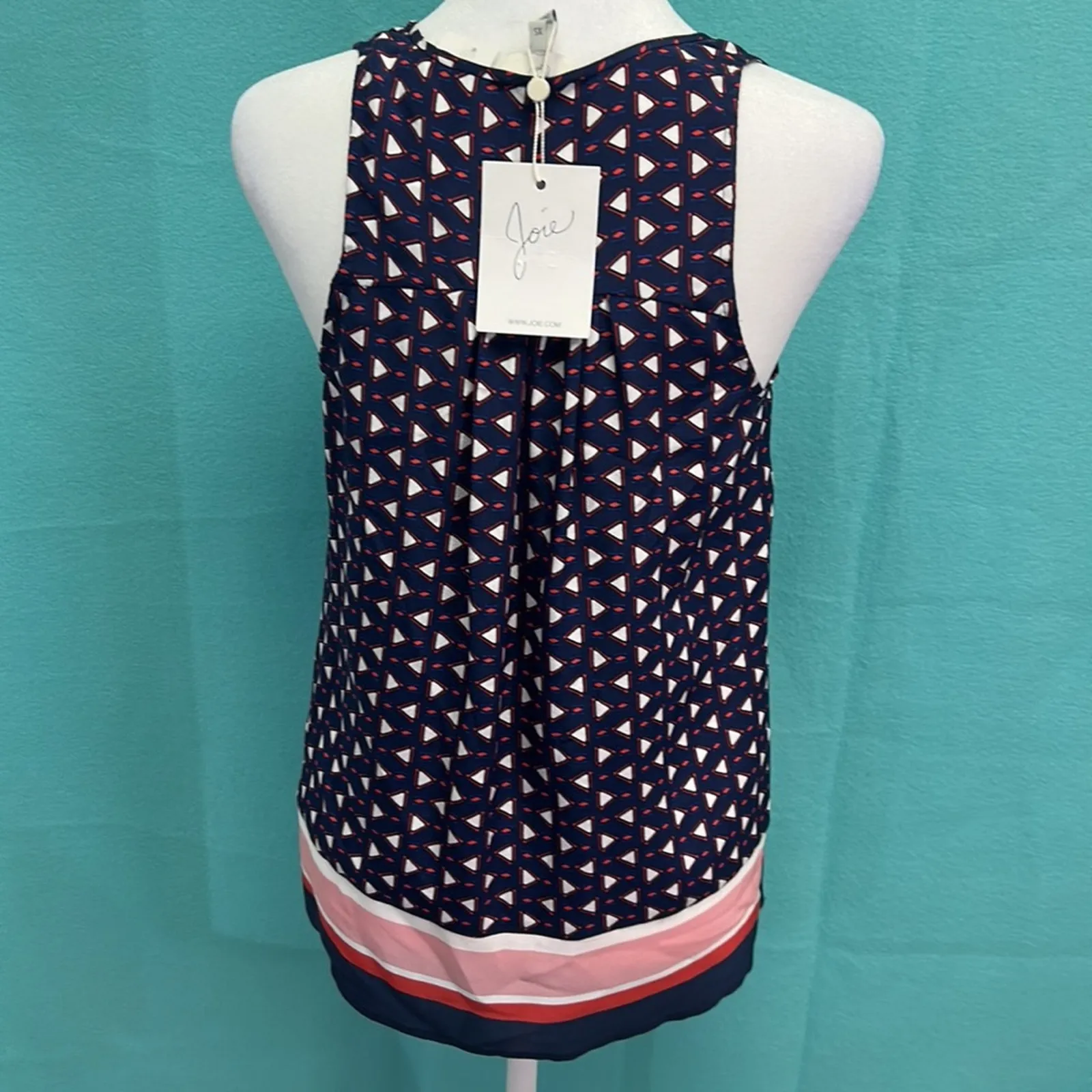 JOIE NWT XANDRY B DARK NAVY PRINTED SILK SLEEVELESS BLOUSE SIZE XS - Image 5