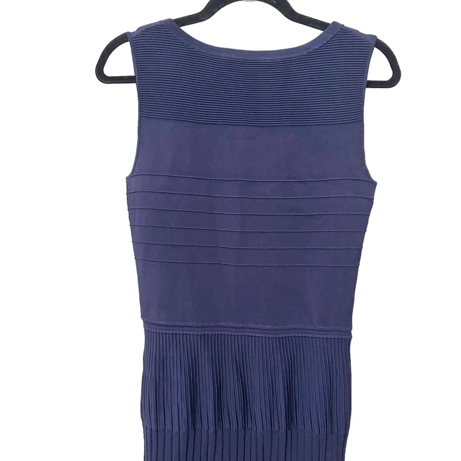 DIANE VON FURSTENBERG Navy A Line Bandage Knit‎ Mini Dress Sz Small - Image 3