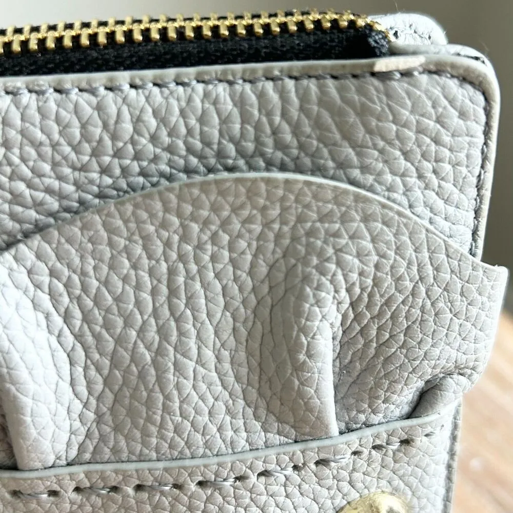 Milly Astor Ruffle Zip Clutch Bag Light Gray - Image 4