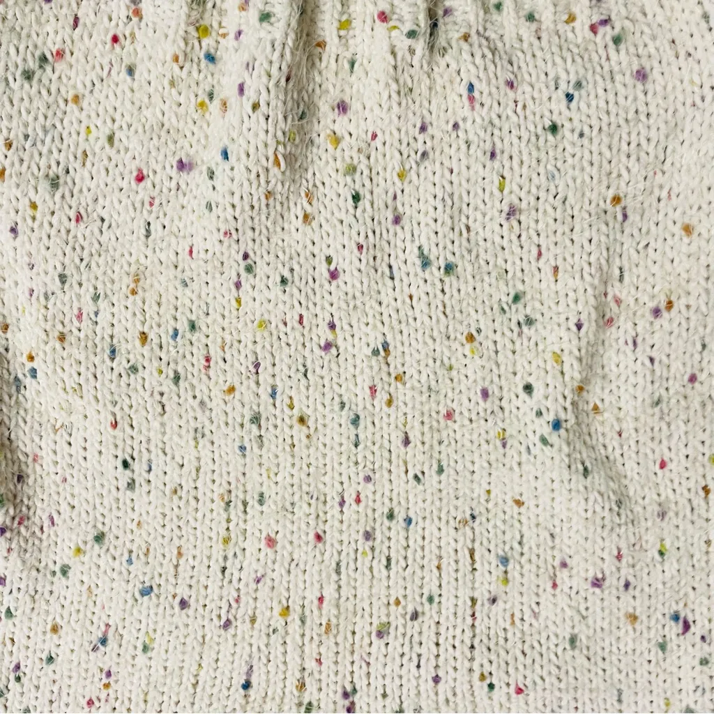 Doe & Rae Cream Confetti Knit Sweater Pullover Long Sleeve V-Neck Women’s Size L - Image 12