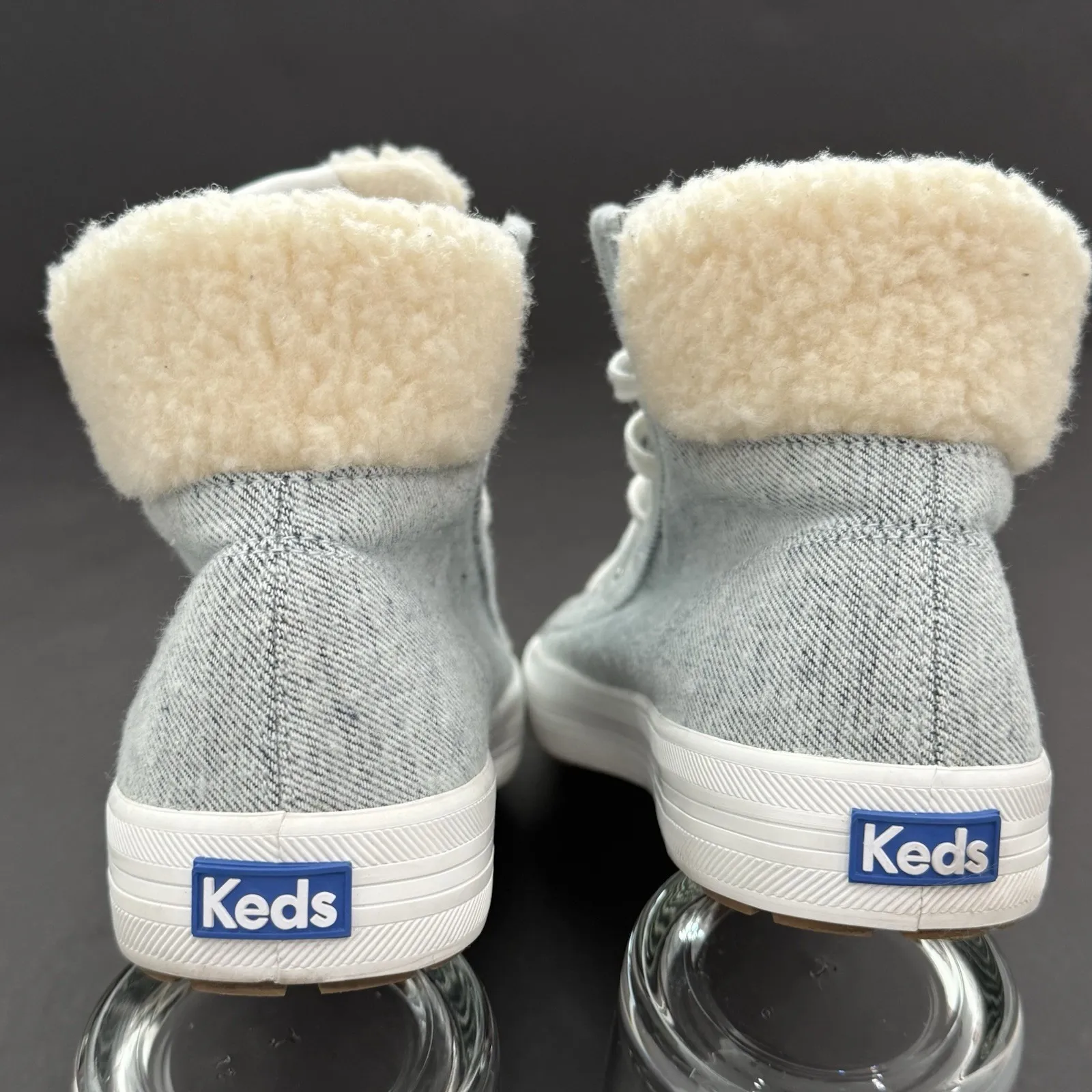 Keds Kickstart Hi Top TRX Shearling Sneaker Shoe Women US 9.5 Denim Lace Up Hi - Image 9