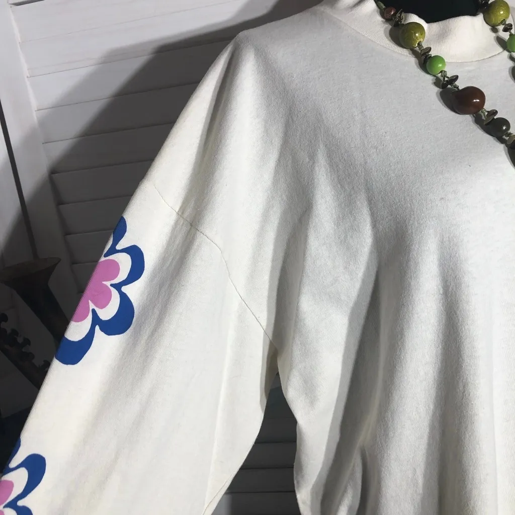 Urban Outfitters Y2K Sweatshirt Life Advice Oversized Tee Floral Graphic Cream M - Image 7