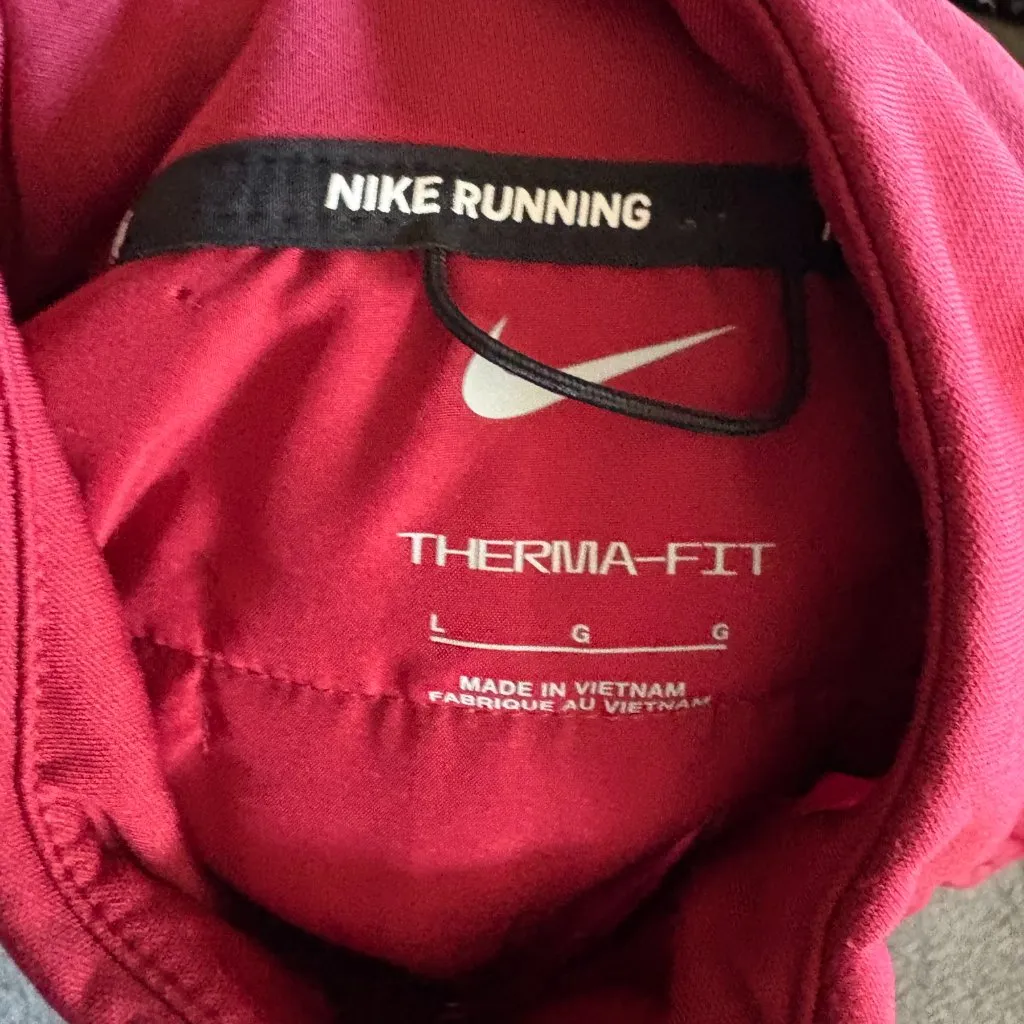 NIKE Therma-FIT Running Vest Jacket Womens L Red Lightweight Insulated Puffer - Image 5