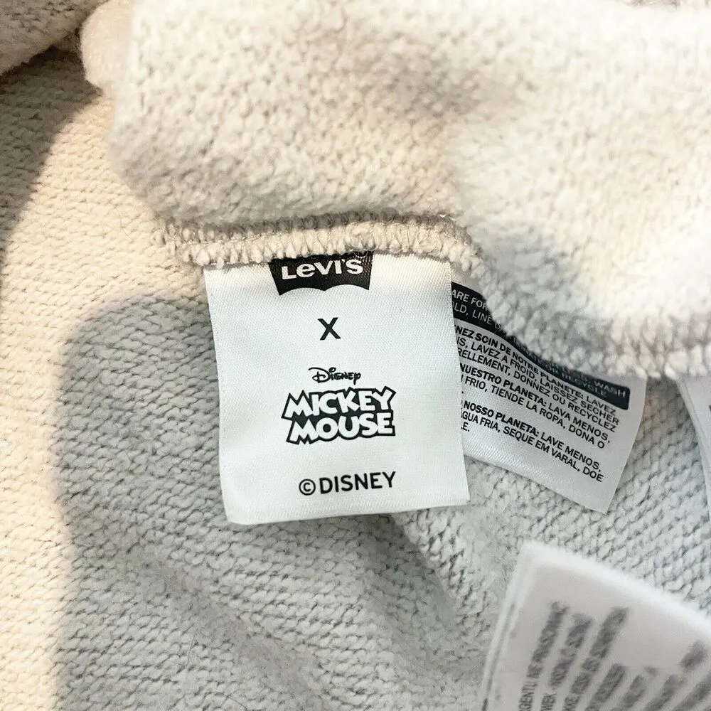 Levis x Disney Hoodie Sweatshirt Adult Small Gray‎ Mickey Mouse Pullover Size S - Image 8