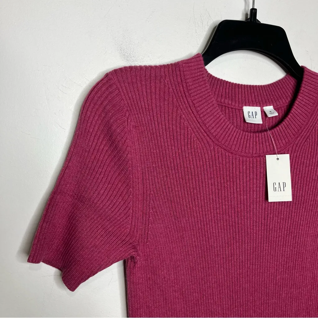 Gap pink ribbed flare sweater dress women’s size medium new with tags - Image 2