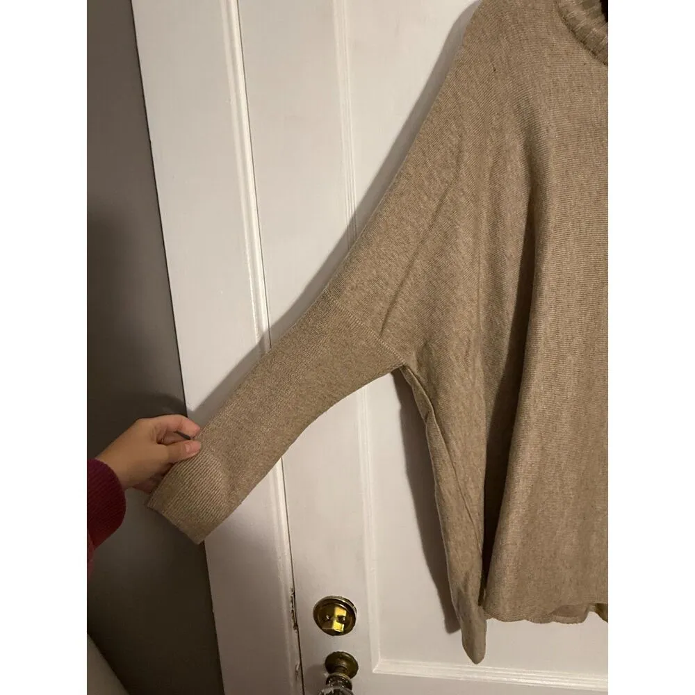 Calvin Klein  Tan Turtleneck Poncho Sweater - Image 3