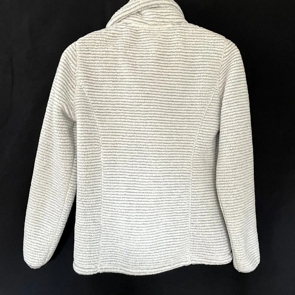 MK Jackson gray and whtie fleece full zip sweater pockets women's size small - Image 8