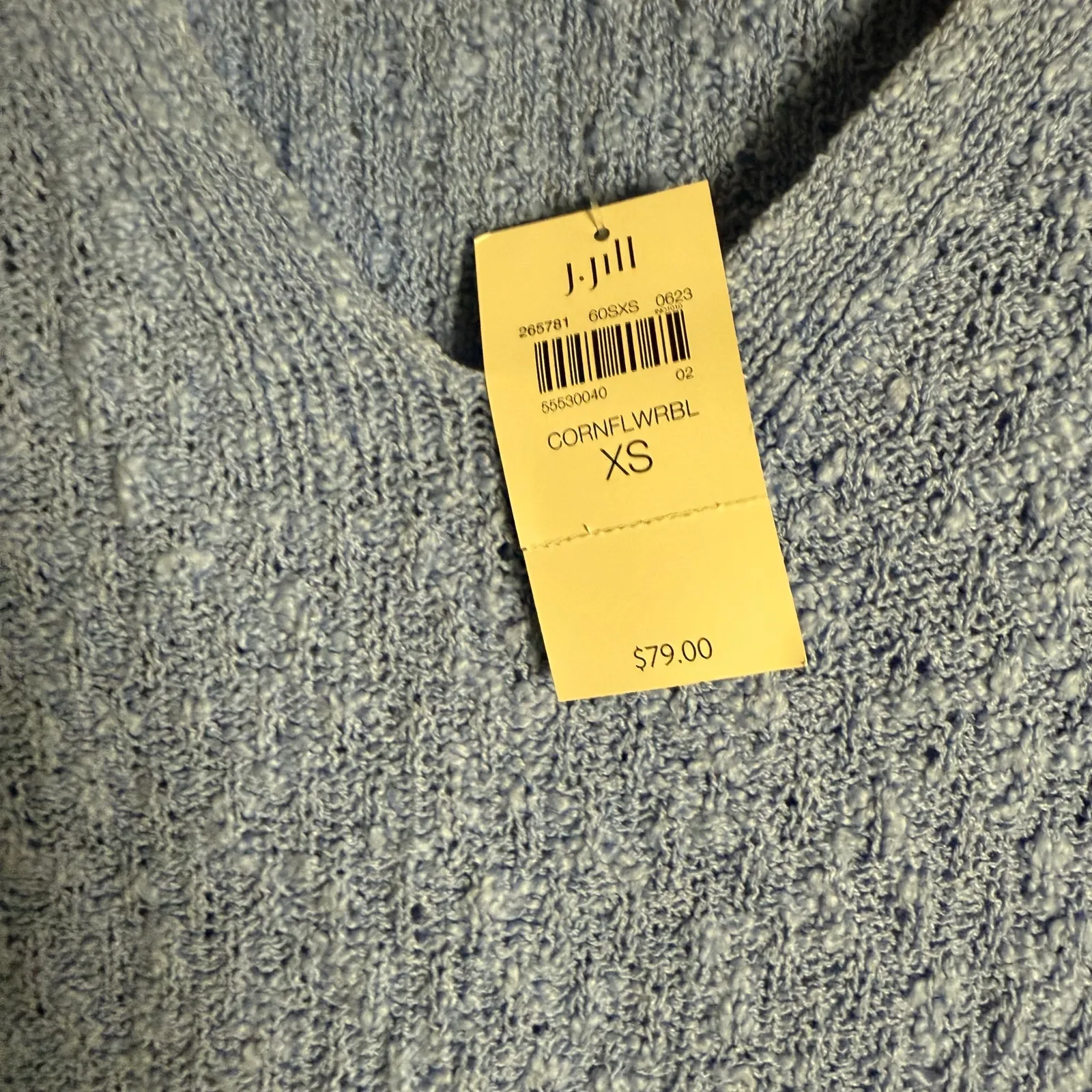 J. Jill Blue Dimensional Relaxed Fit Elbow-Sleeve V-Neck Sweater Size XS - Image 10