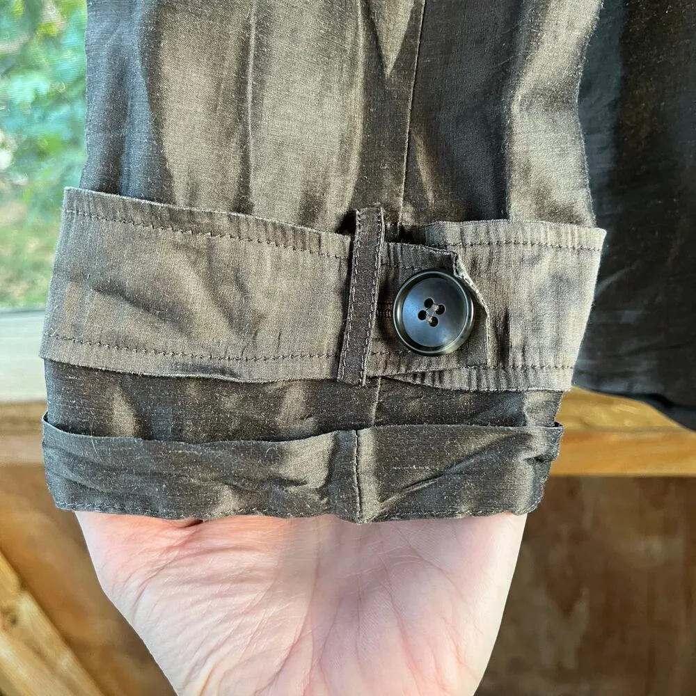 Lafayette 148 New York Women's Army Green/Brown Lightweight Jacket Size 14 - Image 3