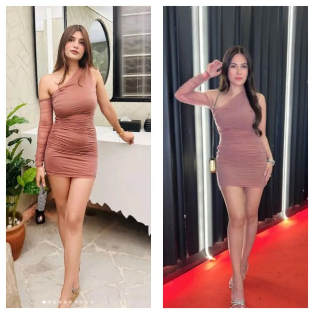 Zara Fitted Asymmetric Draped Organza Dress Medium One Sleeve Ruched Cocktail - Image 9