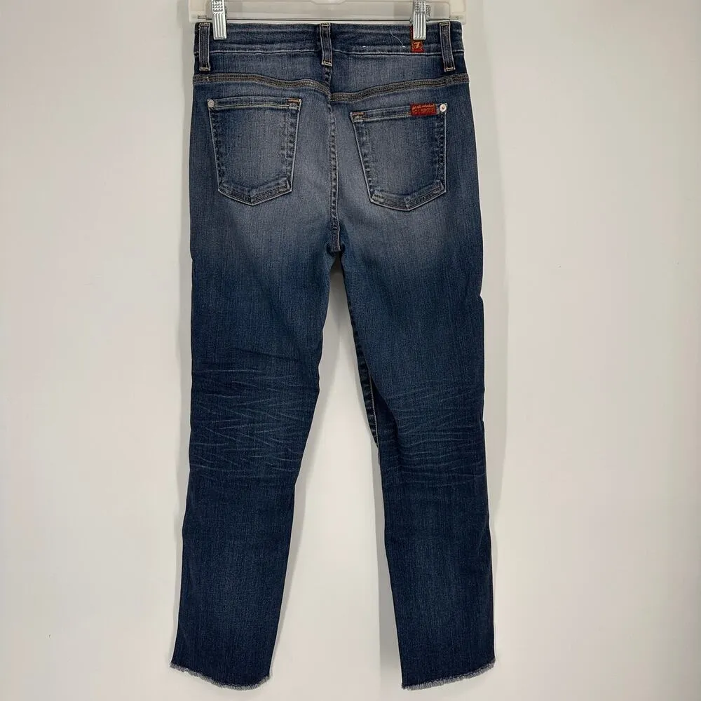 7FAM 7 For All Mankind Cropped High Rise Vintage Straight Leg Jeans Size 26 - Image 5