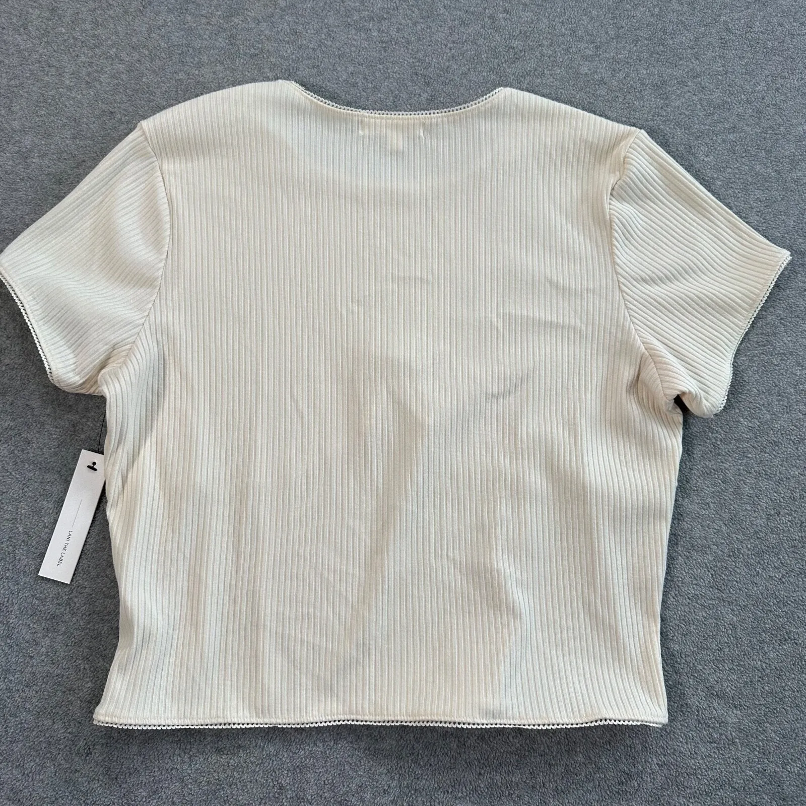 Lani the Label Ribbed Underwire Crop Top Women's X-Large Cream Short Sleeve New - Image 8