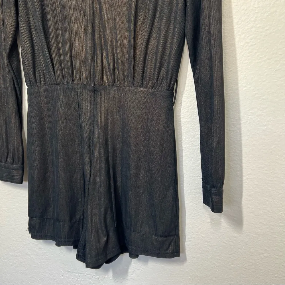 Ali & Jay  Black Gold Undertone Zipper Front Long Sleeve Romper - Image 4