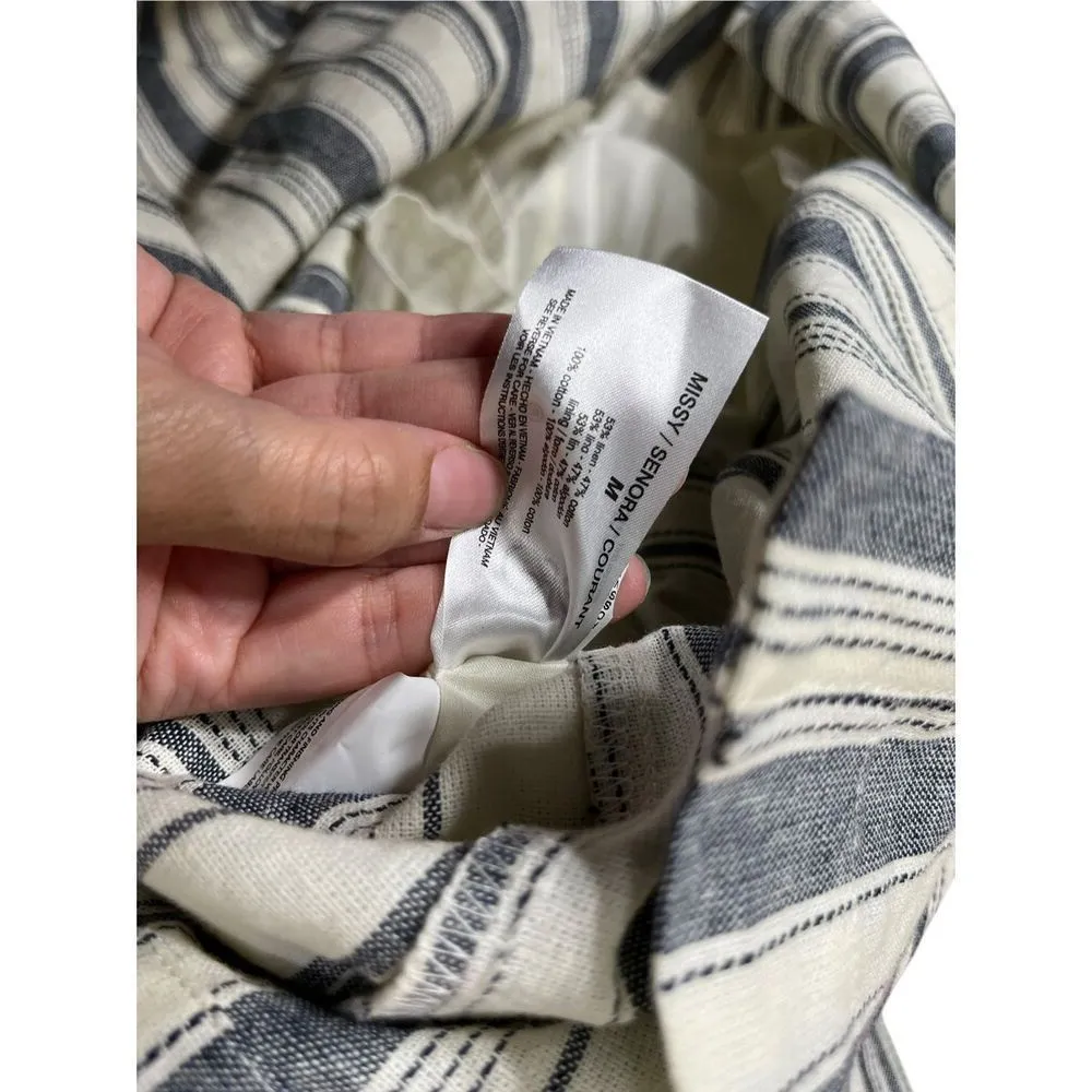 Ella Moss Stacy Linen Blue White Striped Midi Dress‎ Size M - Image 12