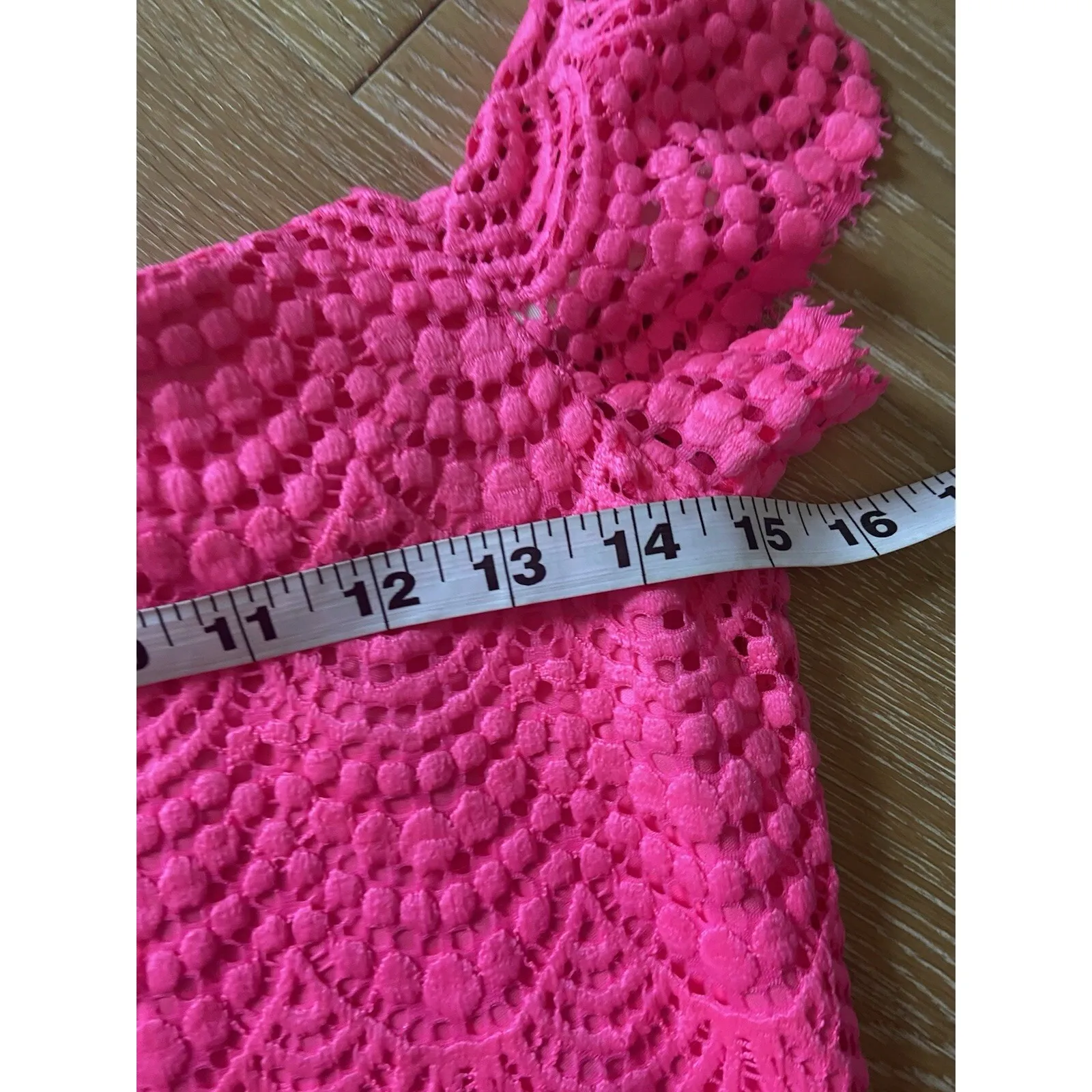 Lilly Pulitzer Jade‎ Pink Tropics scalloped shell lace dress Size S off shoulder - Image 15