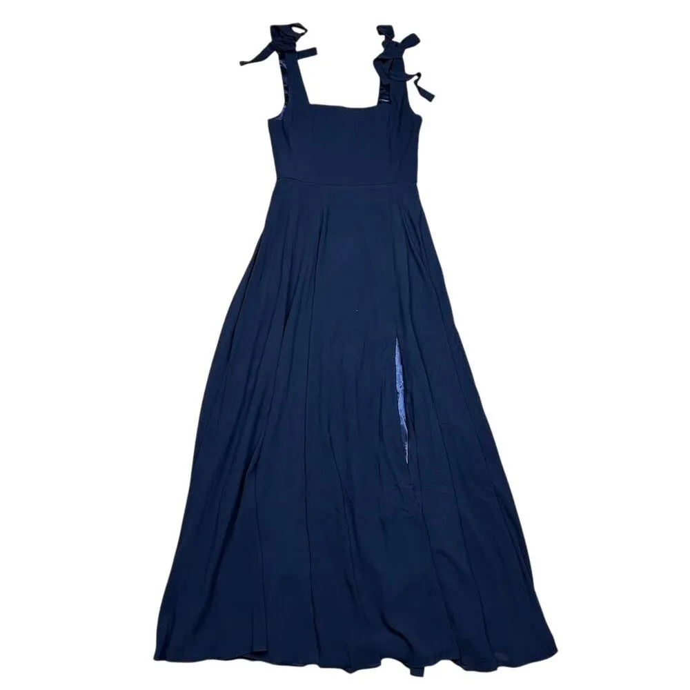 Lulus Women's Love Me Forever Navy Blue Tie-Strap Square Neck Maxi Dress Size M - Image 4