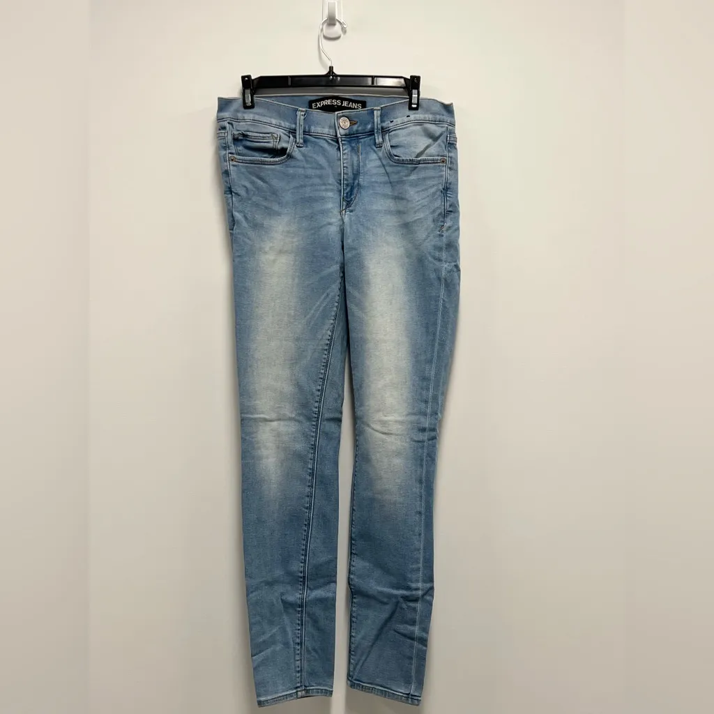 Express Skinny Jean Leggings Mid Rise Light Blue - Image 3