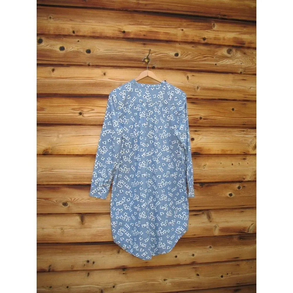 Draper James X Lands End Blue Floral Night Shirt Dress Chambray Size 10 12 M - Image 7