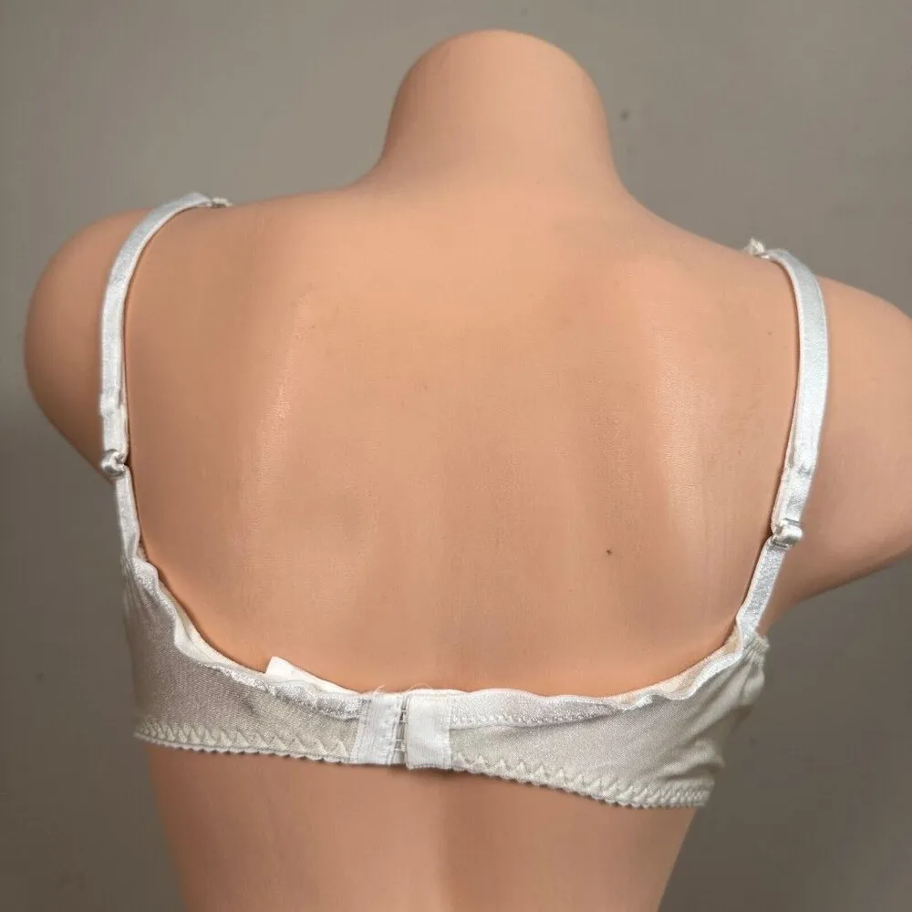 Vintage Spiegel 36D Womens Bra Floral Semi-Sheer Underwire Ivory Back Closure - Image 11