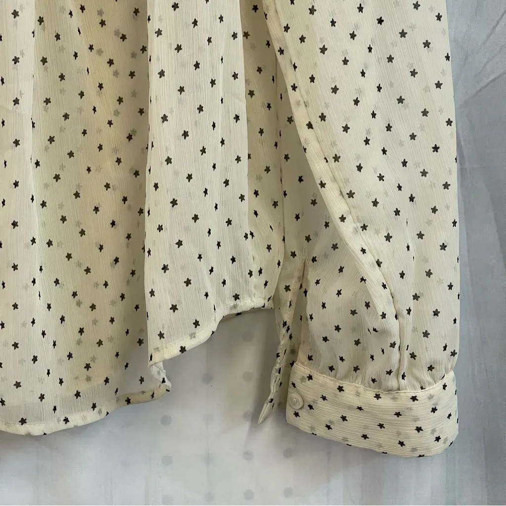 LOFT Ivory and Black Dotted Ruffle Blouse - Image 2