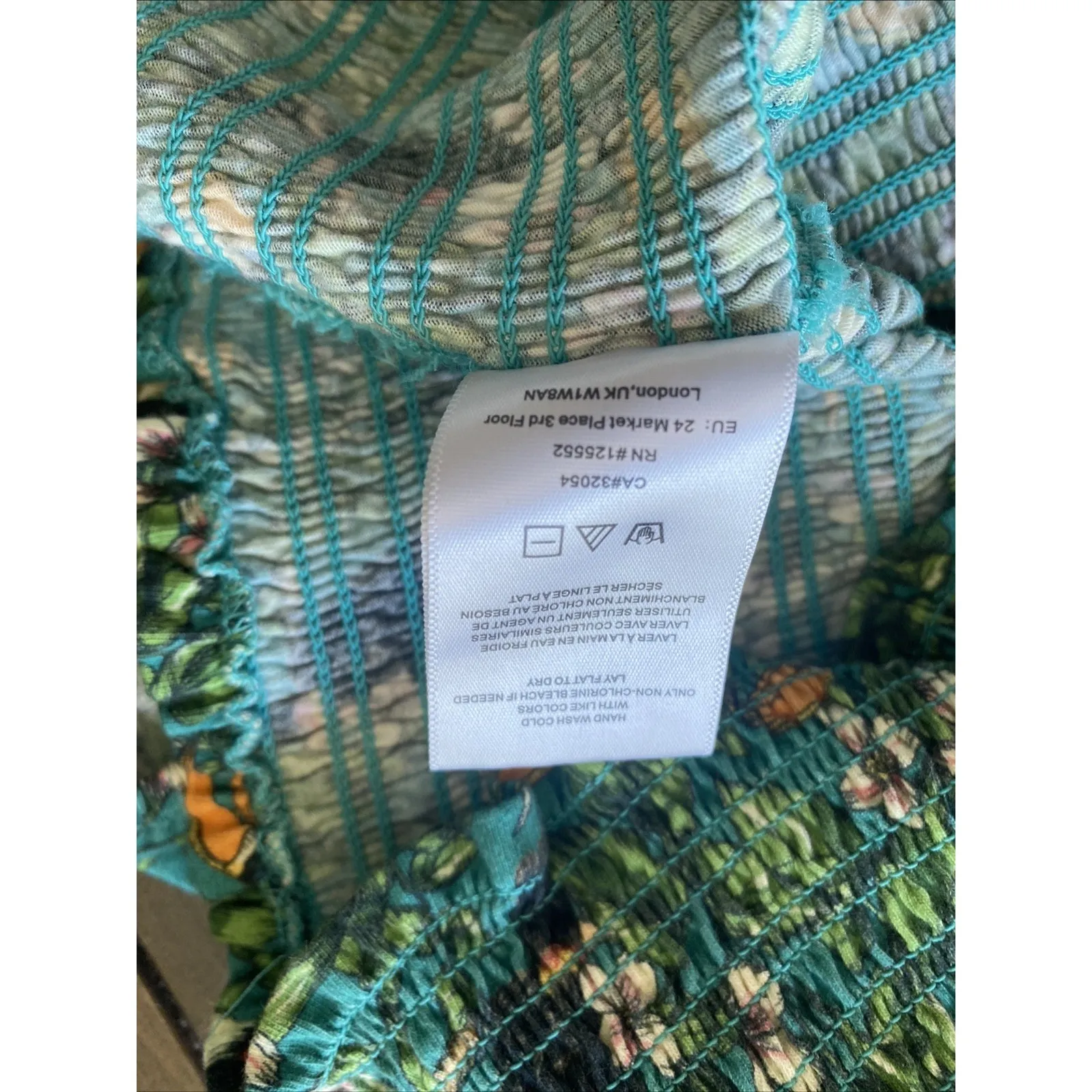 Dolan Womens Large Toucan Smocked Top Resort Euro Resort Tropical Vacation Green - Image 5