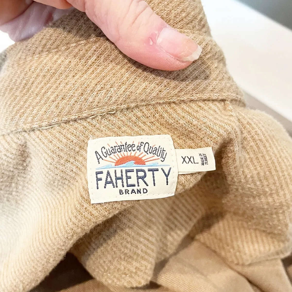 Faherty Legend Sweater Button Up Shirt Tan Camel Beige XXL - Image 3