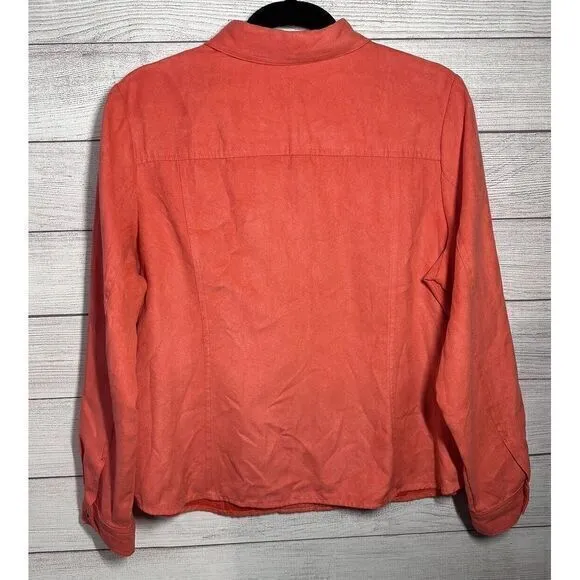 Northern Reflections Tailored Button Down XL Petite Coral Long Sleeve Woman's - Image 3