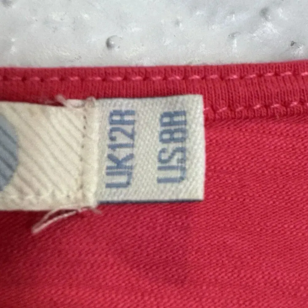 Boden Bea Embroidered Midi Boho Western Dress Size 8R Fuchsia Short Sleeves FLAW Pink - Image 4