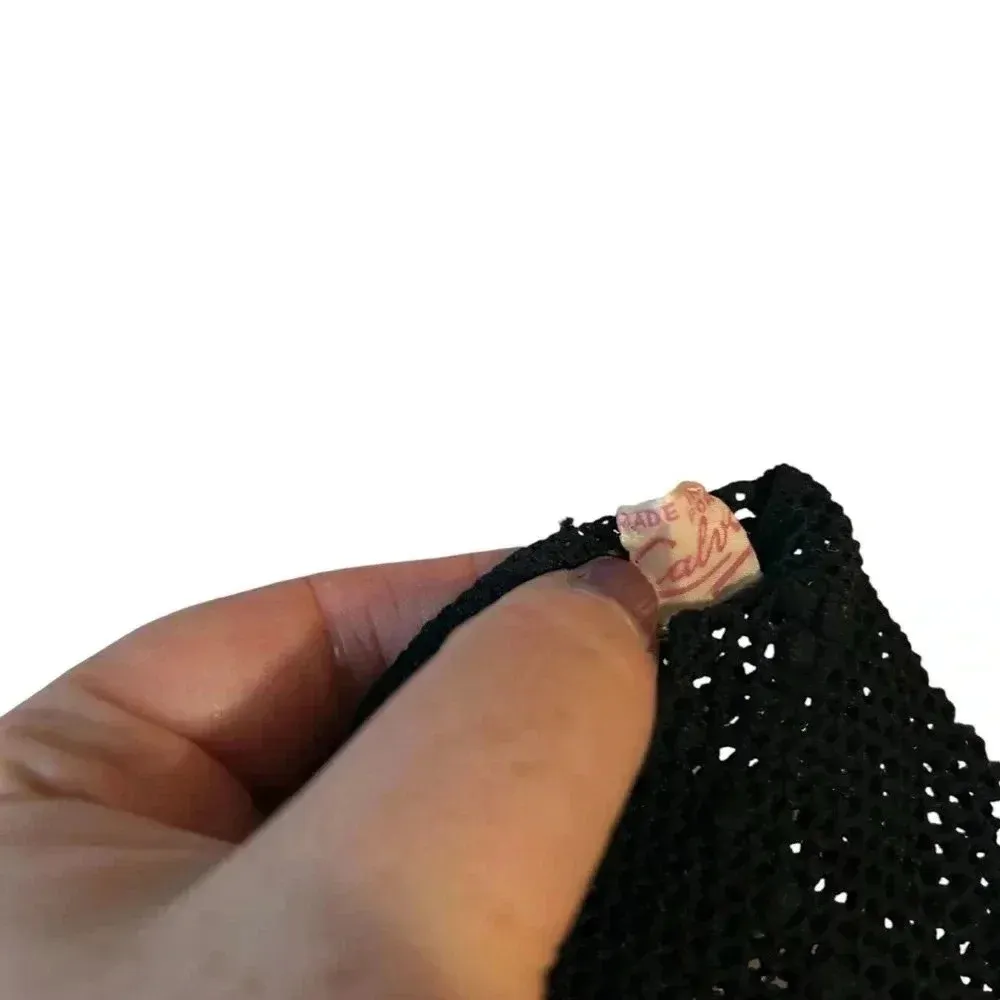 Vintage Italian Crochet Fishnet Gloves by Calvone Elegant Stretch Dress Gloves Black - Image 3